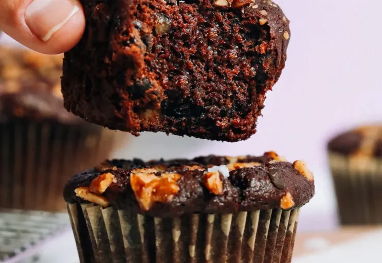 Salted Chocolate Banana Nut Muffins (Vegan + GF)